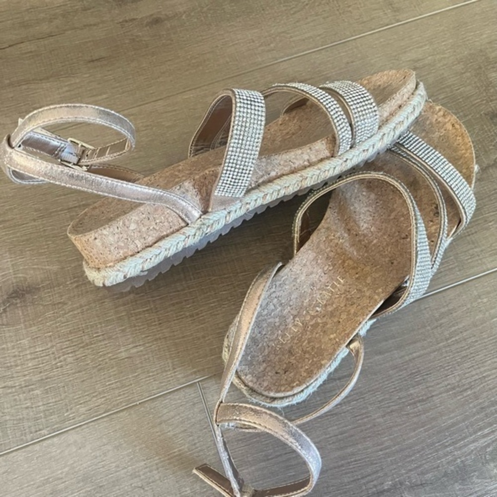 Kelly & Katie Silver Rhinestone Rose Gold Glam Shimmer Summer Sandals 8M - Picture 2 of 12